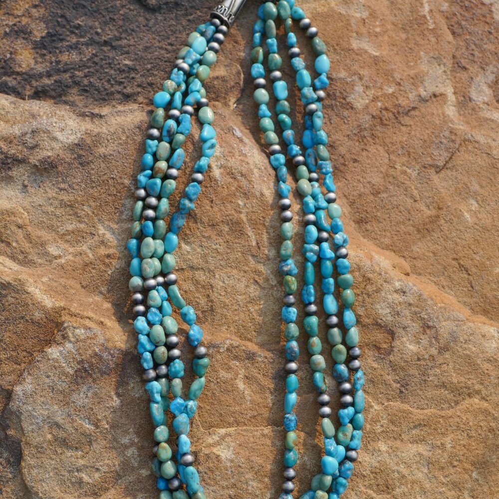 Rocki Gorman 4 strand turquiose necklace - Picture 2 of 4